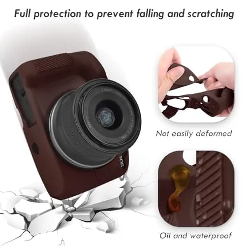 Rieibi EOS R50 Camera Case Soft Silicone Protective Grip Cover for Canon EOS R50 | Coffee thumbnail 4