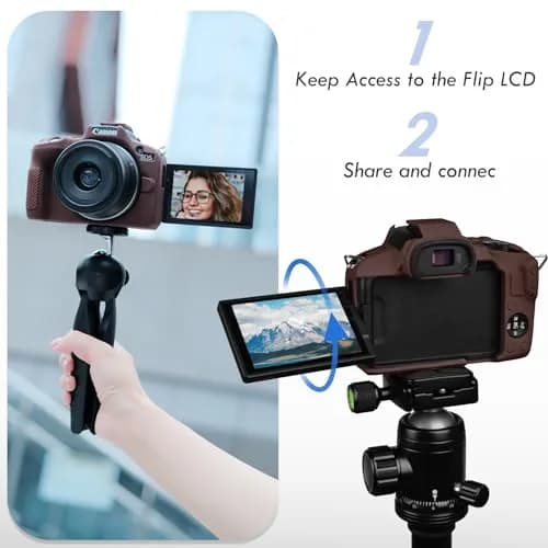 Rieibi EOS R50 Camera Case Soft Silicone Protective Grip Cover for Canon EOS R50 | Coffee thumbnail 5
