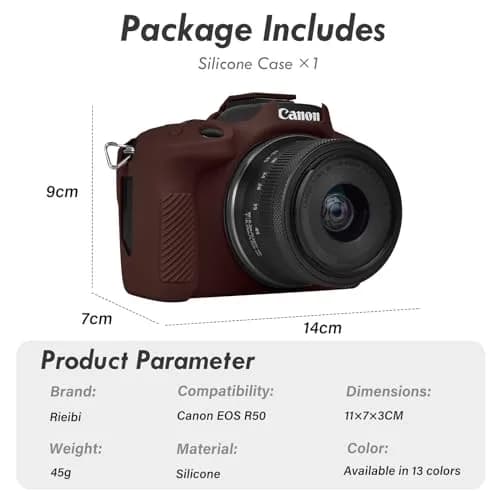 Rieibi EOS R50 Camera Case Soft Silicone Protective Grip Cover for Canon EOS R50 | Coffee thumbnail 2
