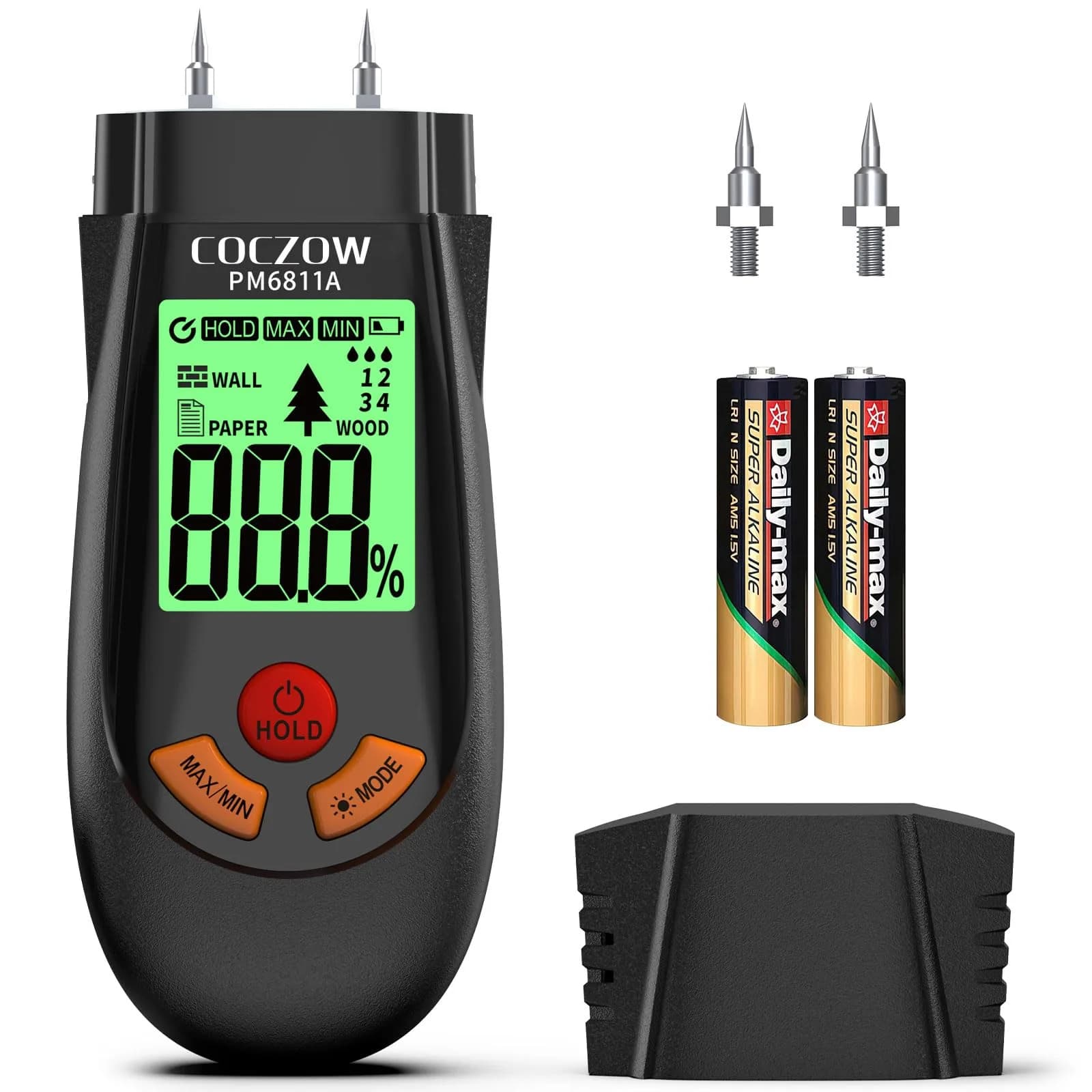 coczow Wood Moisture Meter 136mm x 54mm x 28mm | Accurate, Portable & Fast for Wood & Walls