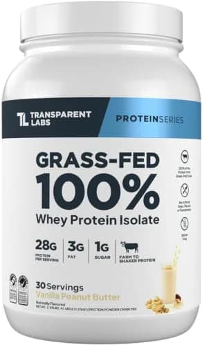 Transparent Labs Vanilla Peanut Butter protein powder tub Whey isolate 30 servings