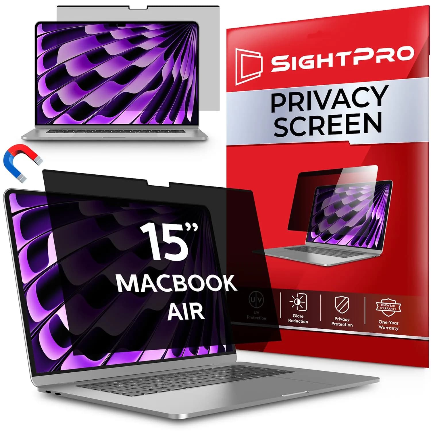 SightPro Magnetic Privacy Screen for MacBook Air 15 Inch (2023-2026 M2-M5) | Black, Dual Finish, Anti-Glare — MacBook Air 15 Inch (2023-2026, M2-M5)