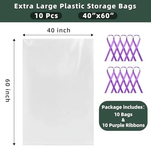 Yotelab Extra Large Clear Plastic Storage Bags 101.6cm x 152.4cm (40"x60") | Heavy Duty 2 Mil Thick for Luggage & Furniture thumbnail 2