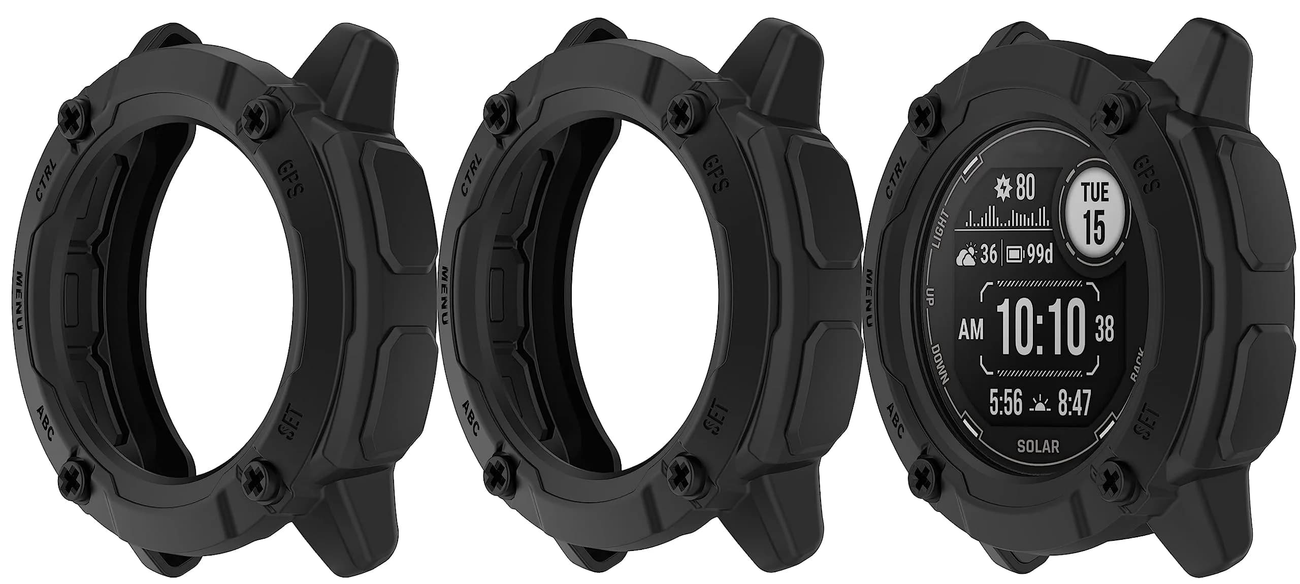 TenCloud 3 Pack Instinct 2X Watch Case | Compatible with Garmin Instinct 2X/2X Solar Tactical Edition, Black - main product image