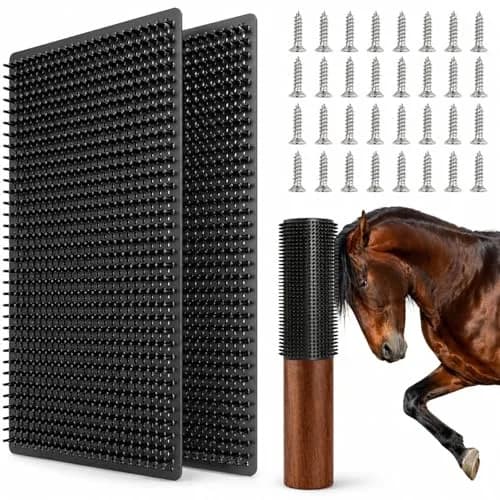 GINDOOR Horse Scratching Post Pad 14.17" x 11.85" | Durable Soft Rubber for Horses & Livestock thumbnail 1