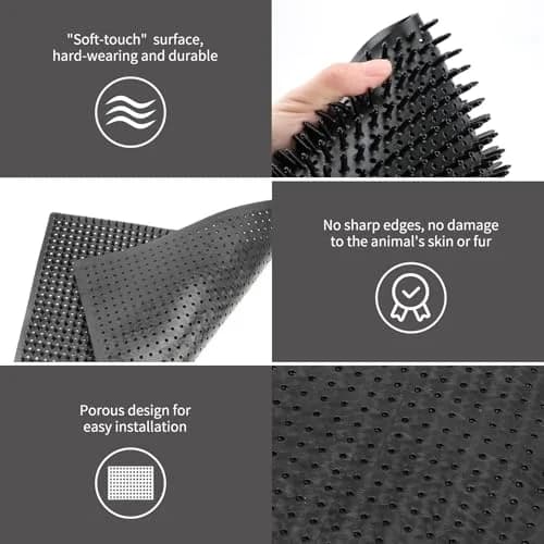 GINDOOR Horse Scratching Post Pad 14.17" x 11.85" | Durable Soft Rubber for Horses & Livestock thumbnail 3