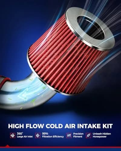 KAX 2.5" Performance Cold Air Intake Kit for 2001-2005 Civic 1.7L | Red thumbnail 4