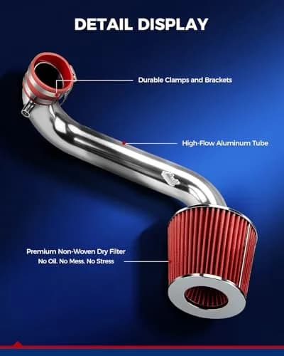 KAX 2.5" Performance Cold Air Intake Kit for 2001-2005 Civic 1.7L | Red thumbnail 7