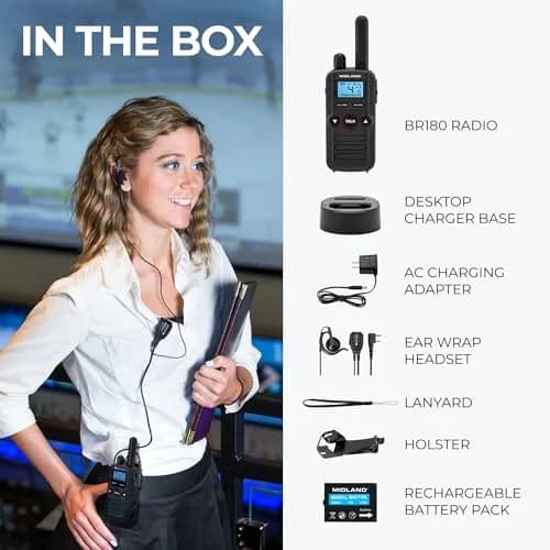 Midland BR180 BizTalk UHF Two-Way Radio 1W | 56 Channels, Black, 1 Pack thumbnail 7
