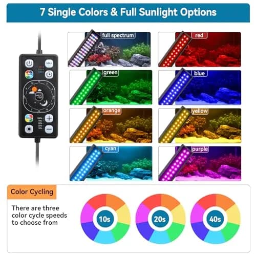 hygger Full Spectrum Aquarium LED Light 20W 55cm (21.6in) | 24/7 Day-Night Cycle, Timer, Dimmable, WRGB LEDs for 18-24 inch Tanks thumbnail 3