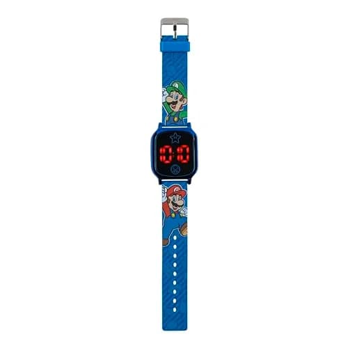 Accutime Super Mario Kids Digital Watch 20mm Blue Silicone Strap | Touch-Activated LED, Fun Mario & Luigi Design thumbnail 7