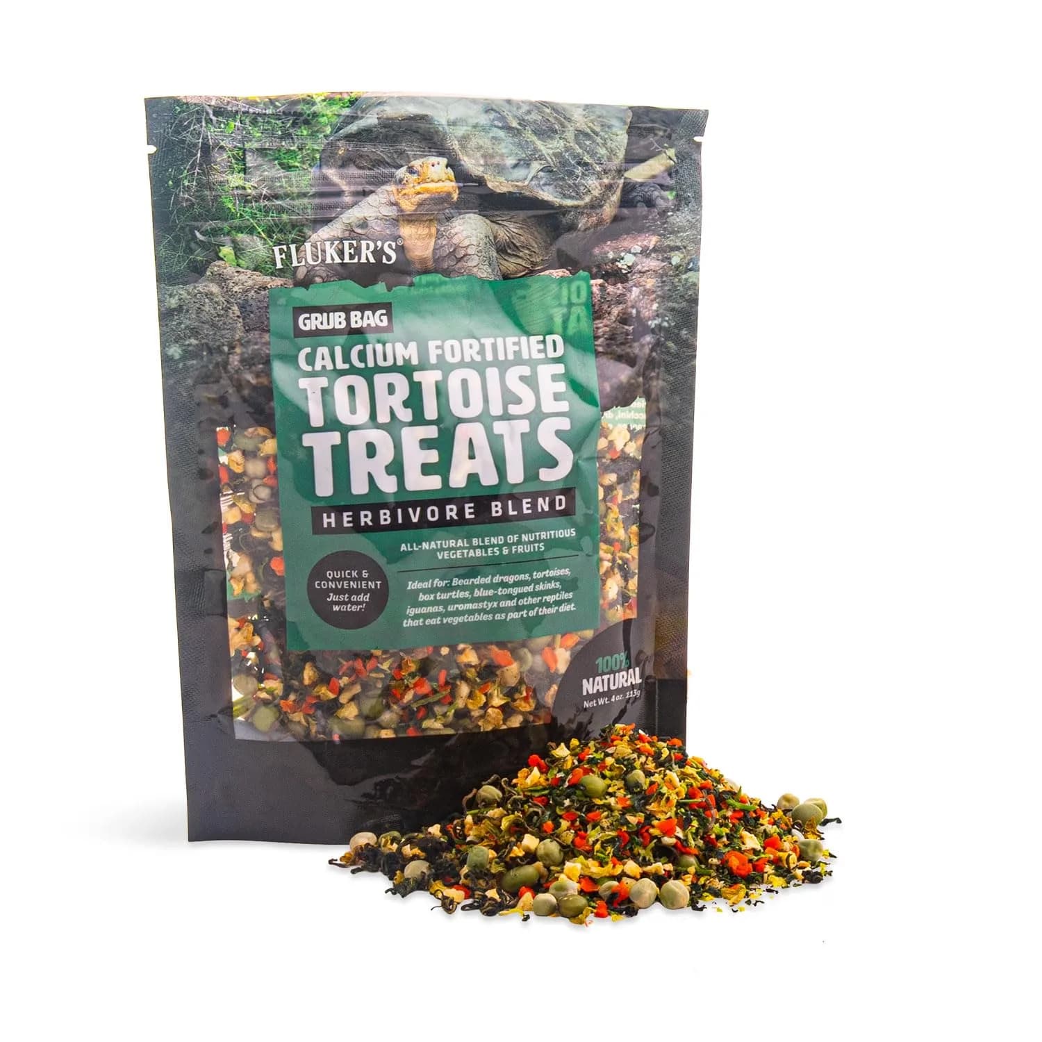 Fluker's Calcium Fortified Tortoise Treats 4 oz (113 g) | All Natural Herbivore Blend for Reptiles - main product image