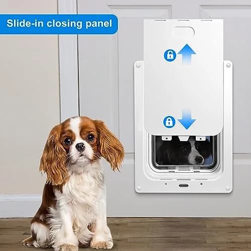 CEESC Small Dog & Cat Door, 7.25"x10" Flap, White | Weatherproof, Durable ABS Frame, Snap-in Panel thumbnail 5