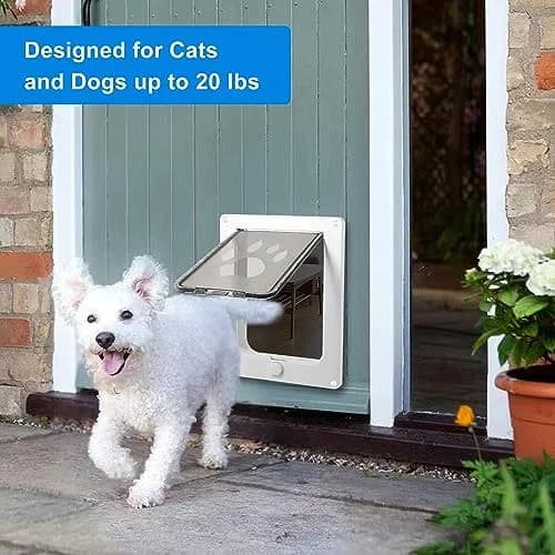 CEESC Small Dog & Cat Door, 7.25"x10" Flap, White | Weatherproof, Durable ABS Frame, Snap-in Panel thumbnail 2