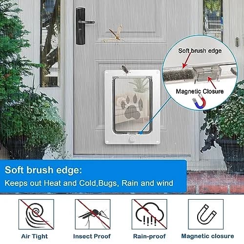 CEESC Small Dog & Cat Door, 7.25"x10" Flap, White | Weatherproof, Durable ABS Frame, Snap-in Panel thumbnail 3