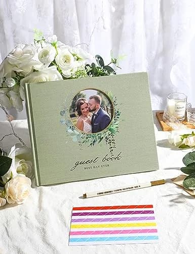molekaus Wedding Guest Book Hardcover 8" x 10" (20.3 x 25.4 cm) | Photo Frame Cover & 100 Ivory Pages thumbnail 5