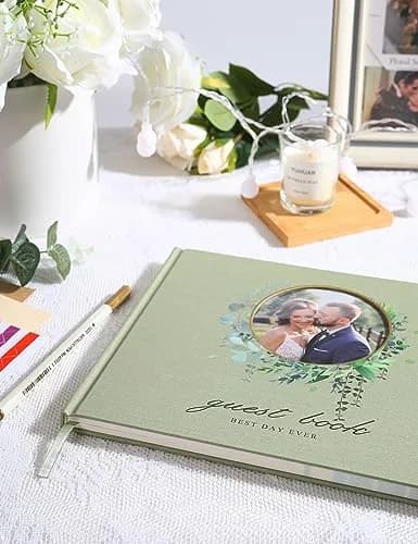molekaus Wedding Guest Book Hardcover 8" x 10" (20.3 x 25.4 cm) | Photo Frame Cover & 100 Ivory Pages thumbnail 6