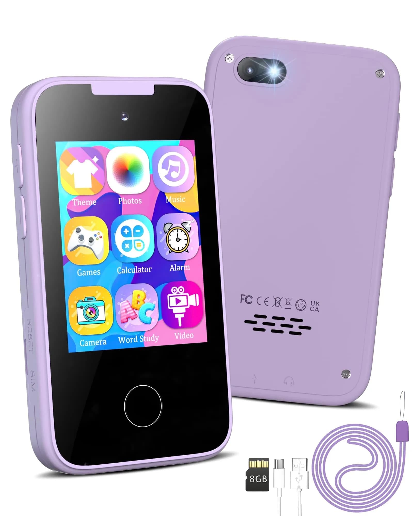 Vimorg Kids Smart Phone Toy Purple | 11.0cm (4.3in) Pretend Play Cell Phone with 8GB TF Card - main product image