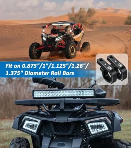 VAZESWIN 2PCS Aluminum Alloy Light Bar Mounts | Heavy-Duty Roll Cage Brackets for Vehicles thumbnail 7