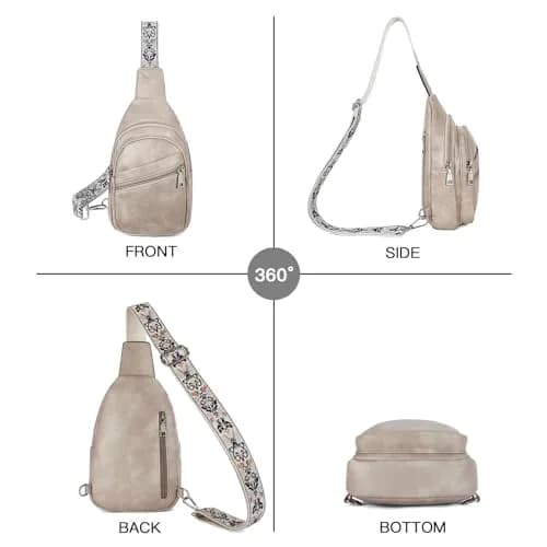 Telena Vegan Leather Sling Bag for Women Crossbody Purse Adjustable Strap Cloud Grey | Hands-Free Convenience thumbnail 7