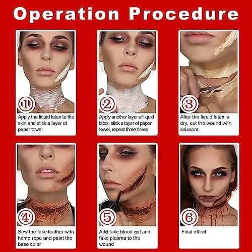 MEICOLY Light Flesh Liquid Latex with Sponge 60ml (2.1 Oz) | Realistic SFX Makeup for Halloween & Costumes thumbnail 6