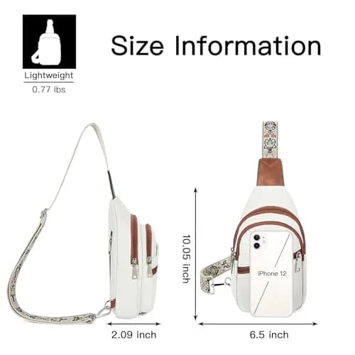 Telena Vegan Leather Sling Bag for Women Crossbody Purse Adjustable Strap Beige Brown | Hands-Free Convenience thumbnail 6