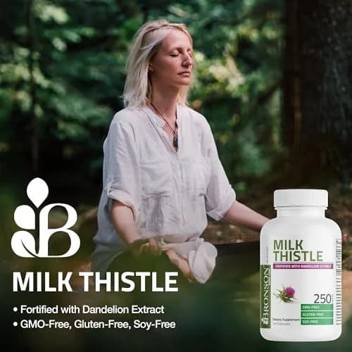 Bronson Milk Thistle Silymarin Marianum & Dandelion Extract 90 Capsules | Liver Support & Detox thumbnail 3