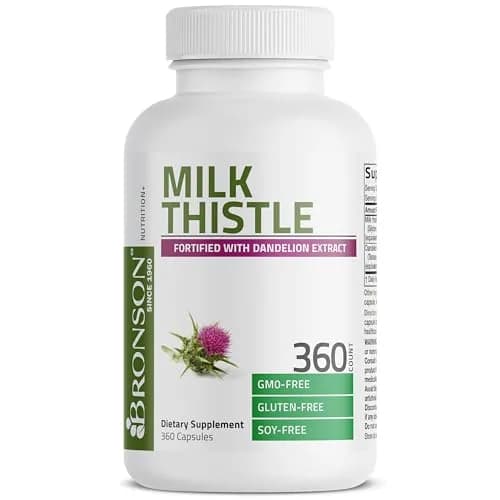 Bronson Milk Thistle Silymarin Marianum & Dandelion Extract 360 Capsules | Liver Support & Detox thumbnail 5