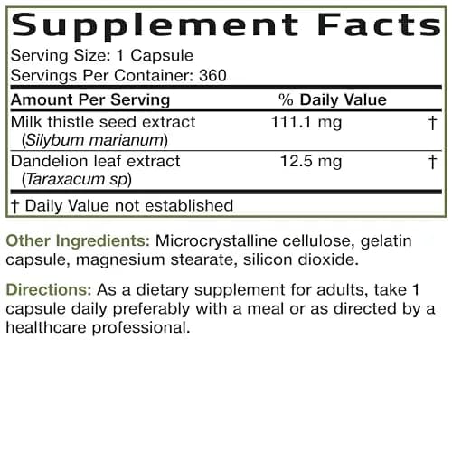 Bronson Milk Thistle Silymarin Marianum & Dandelion Extract 360 Capsules | Liver Support & Detox thumbnail 8