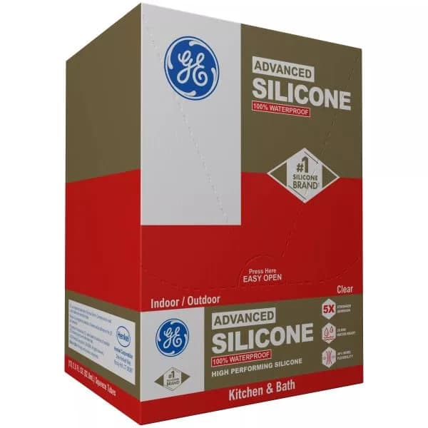 GE Advanced Silicone Caulk for Kitchen & Bathroom, Clear, 2.8 fl oz (83 ml) Tube, 12 Pack | 100% Waterproof Silicone Sealant thumbnail 4