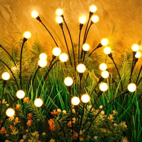 ASMAD Solar Lights Outdoor 6 Pack-48 LEDs | Flexible Firefly Garden Decor with IP65 Waterproof (2.27kg, 48 LEDs, Warm White) thumbnail 1