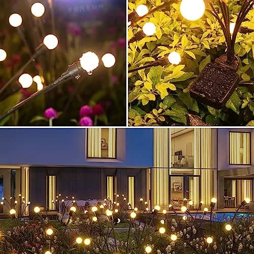 ASMAD Solar Lights Outdoor 6 Pack-48 LEDs | Flexible Firefly Garden Decor with IP65 Waterproof (2.27kg, 48 LEDs, Warm White) thumbnail 5