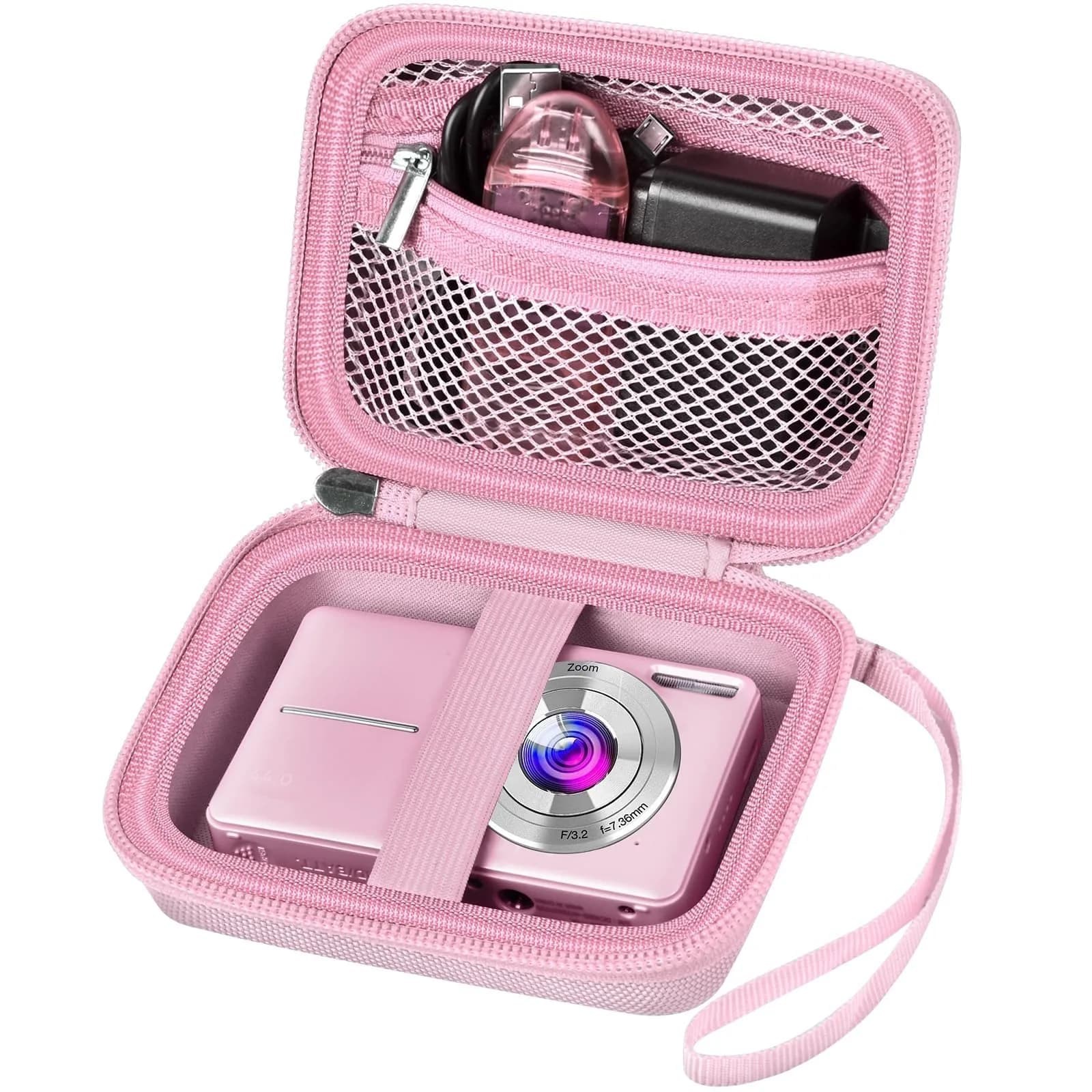 ALKOO Pink Digital Camera Case for Compact Cameras | Fits 5.25x3.75x2.5 Inches — Pink