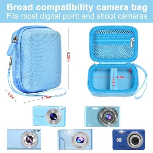 ALKOO Blue Camera Case for Compact Digital Cameras | Fits Kodak Pixpro, Camkory, Mini Cameras (13.3cm x 9.5cm x 6.3cm) thumbnail 3
