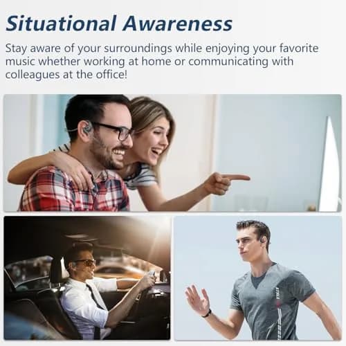 BANIGIPA Open Ear Wireless Bluetooth Headphones with Detachable Boom Mic & 12-Hour Battery | Bluetooth 5.4, IPX5 Waterproof, Dual Connection thumbnail 7