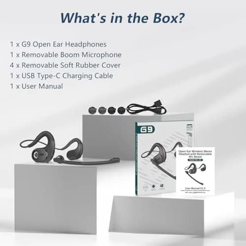 BANIGIPA Open Ear Wireless Bluetooth Headphones with Detachable Boom Mic & 12-Hour Battery | Bluetooth 5.4, IPX5 Waterproof, Dual Connection thumbnail 9