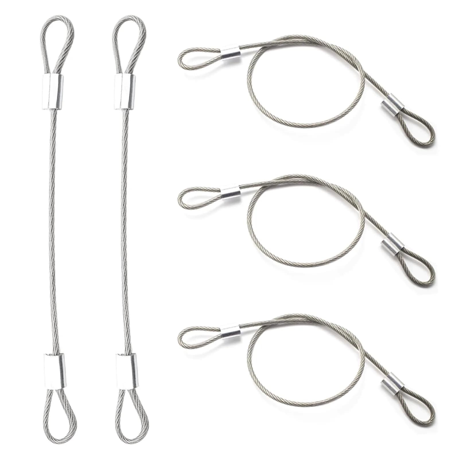 PUSNMI Stainless Steel Cable with Loops | Vinyl Coated Wire Rope for Security & Hanging Light-Weight Items — 10 PCS