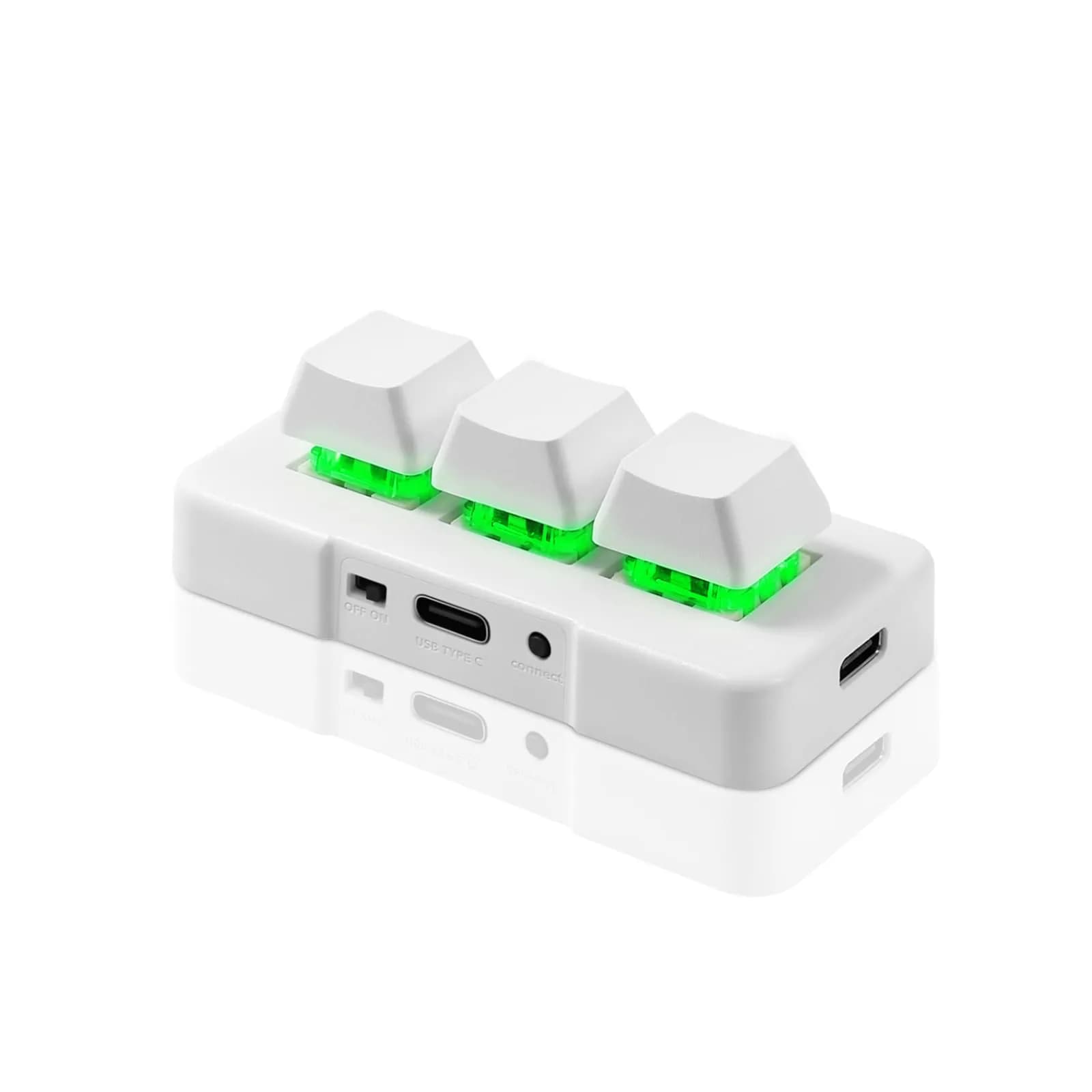 PCsensor 3 Key Mini Macro Keyboard Wireless USB Mechanical Programmable OSU Keypad with RGB LED | 7.6 cm (3 in) | Compatible with PC, Mac, Linux — White-2.4G