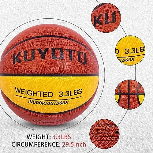 KUYOTQ Weighted Basketball Size 7 (1.5kg / 3.3lbs) | Official Size Trainer for Enhanced Dribbling & Control thumbnail 6