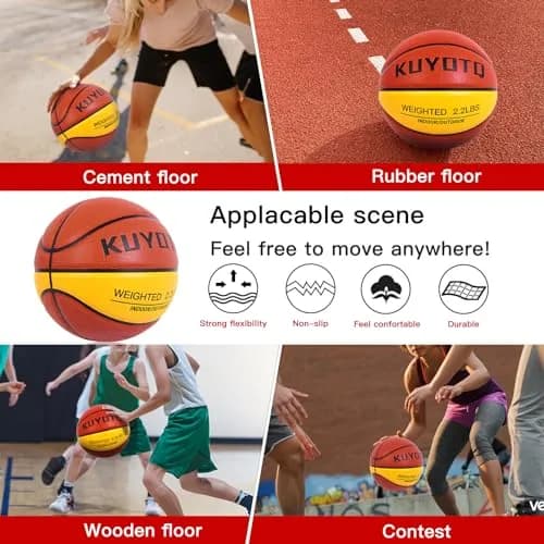 KUYOTQ 2.2lbs Weighted Training Basketball Size 6 (1.0kg) | Improve Ball Handling Dribbling thumbnail 5