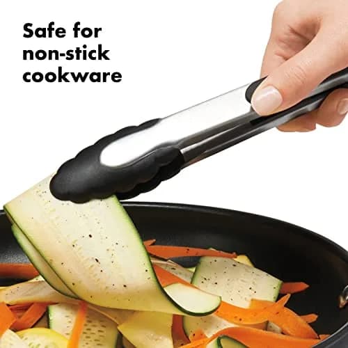 OXO Good Grips 2-Piece Tongs with Nylon Heads Set | 23cm (9") & 30cm (12") Locking Tongs for Cooking & Serving thumbnail 2