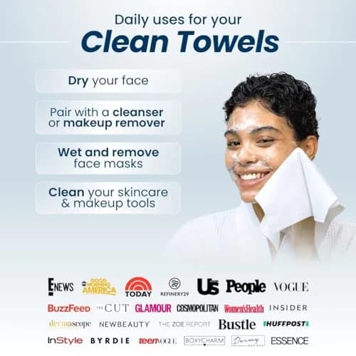 CLEAN SKIN CLUB Disposable Face Towels 50 Count | Natural Bamboo, Sensitive Skin Friendly thumbnail 9