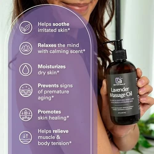 M3 Naturals Lavender Sensual Massage Oil 242ml (8 fl oz) | Calms Mind & Body with Collagen & Stem Cells thumbnail 7
