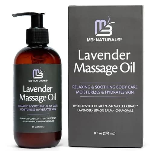 M3 Naturals Lavender Sensual Massage Oil 242ml (8 fl oz) | Calms Mind & Body with Collagen & Stem Cells thumbnail 3