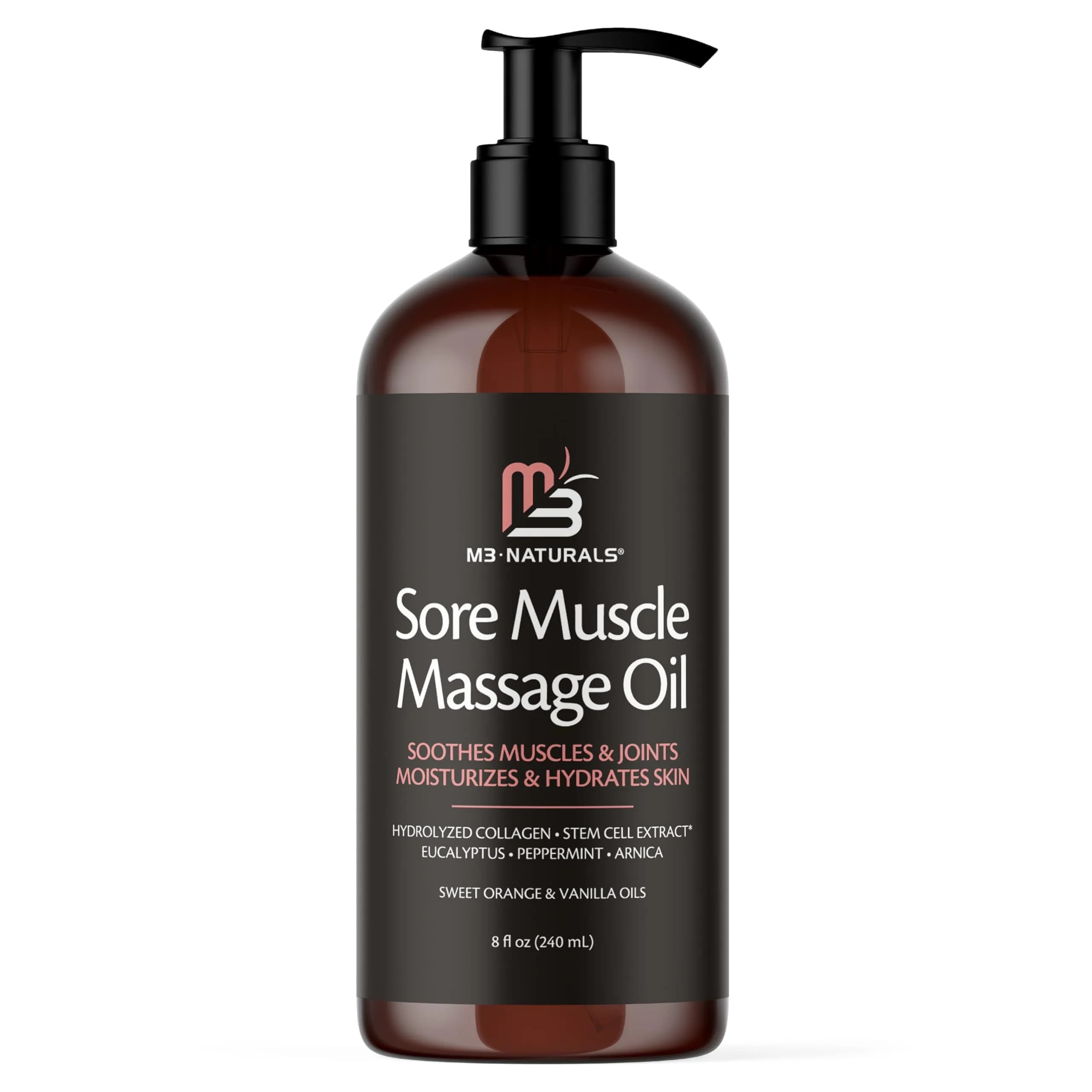 M3 Naturals Arnica Massage Oil 245ml (8 fl oz) | Soothes Muscles & Firms Skin