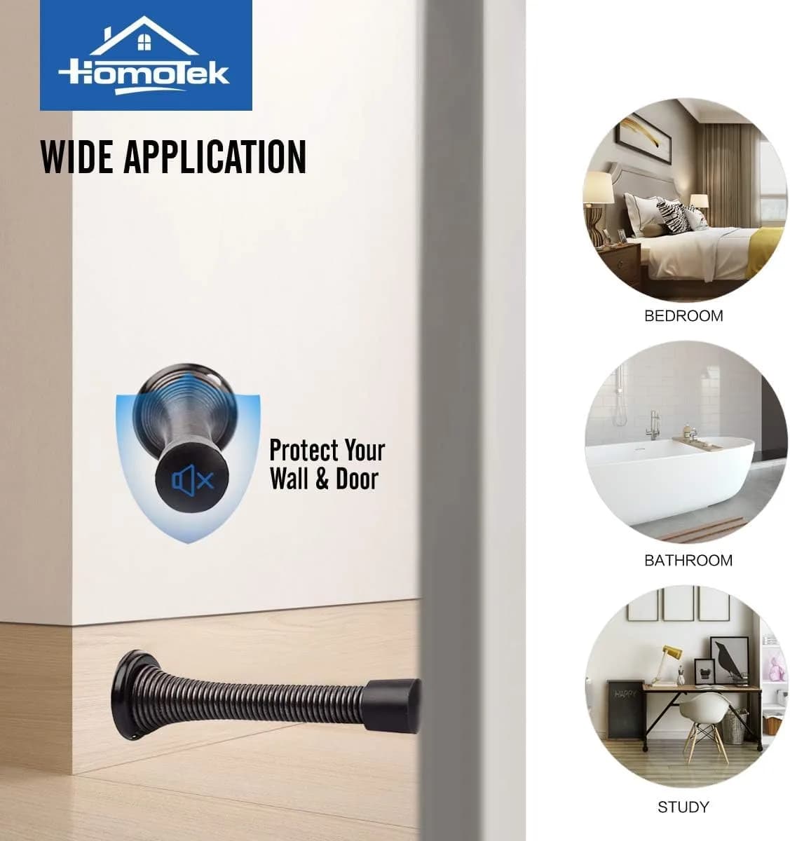HOMOTEK Heavy Duty Spring Door Stops, 20 Pack Oil Rubbed Bronze | Value Pack Doorstop for Wall Protection thumbnail 3