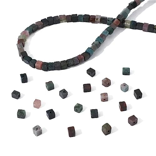 Beadia Natural Indian Agate Square Stone Beads 4x4mm | Unique Chakra Healing Gemstones for Jewelry thumbnail 6