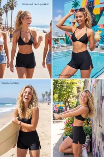 Beautikini Period Swimwear Bottoms High Waisted Full Coverage Black S | Leakproof, Tummy Control, Sun Protection thumbnail 5