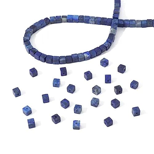 Beadia Natural Lapis Lazuli Beads 4x4mm | Unique Semi-Gemstone Jewelry Beads thumbnail 6
