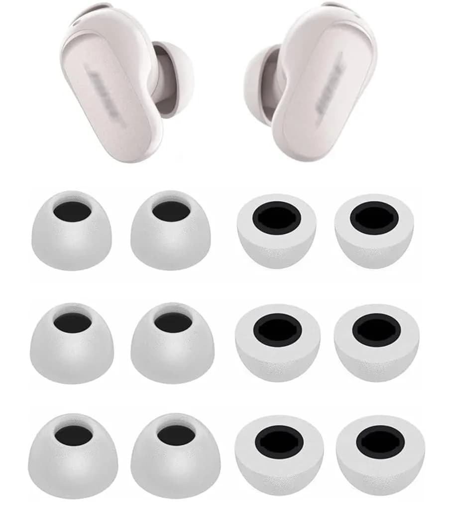 Rqker Foam Ear Tips Compatible with Bose QuietComfort Earbuds II 6 Pairs S/M/L Sizes Black | Ultra Soft Foam for Noise Isolation — Soapstone